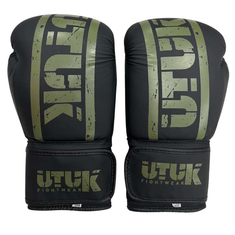 Guantes muay thai Utuk negro verde militar