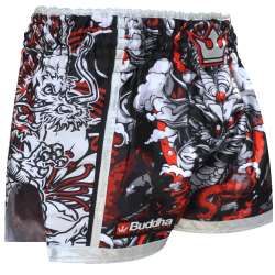 Short muay thai Buddha dragón rojo